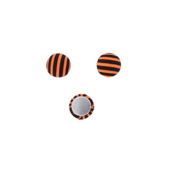 ADHESIVE BEADS - TEXTILE - HEMISPHERE 074 - 15x8mm - STRIPE 01 - ORANGE (LIGHT) AND BLACK - PACKAGE 100pcs.