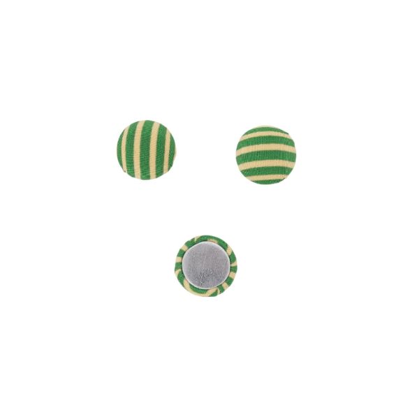 ADHESIVE BEADS - TEXTILE - HEMISPHERE 076 - 15x8mm - STRIPE 01 - PEACH (LIGHT) AND GREEN - 10pcs.