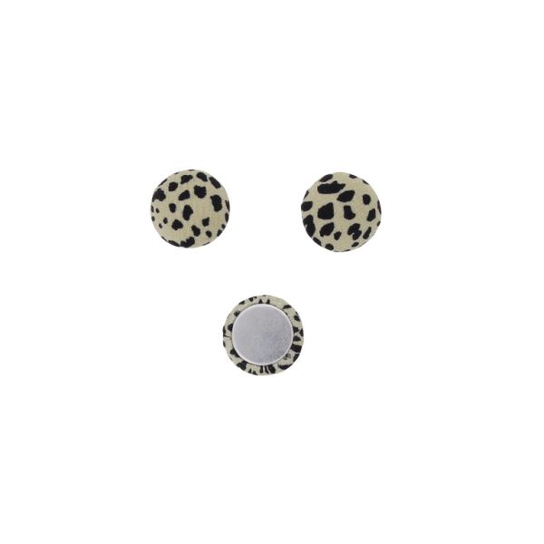 ADHESIVE BEADS - TEXTILE - HEMISPHERE 078 - 15x8mm - LEOPARD PRINT 01 - ECRU AND BLACK - 10pcs.