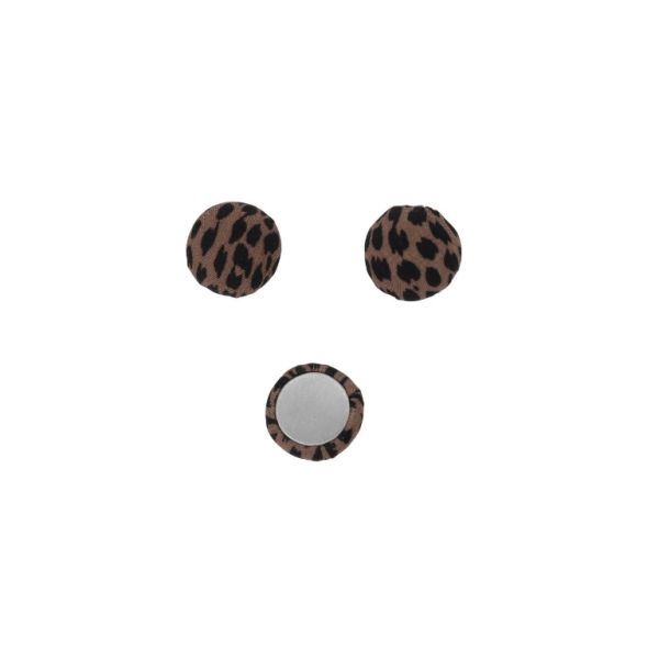 ADHESIVE BEADS - TEXTILE - HEMISPHERE 080 - 15x8mm - LEOPARD PRINT 01 - ROSE DUST (DARK) AND BLACK - PACKAGE 100pcs.