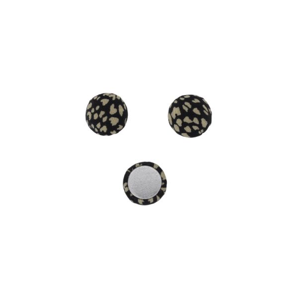 ADHESIVE BEADS - TEXTILE - HEMISPHERE 081 - 15x8mm - LEOPARD PRINT 01 - BLACK AND ECRU - PACKAGE 100pcs.