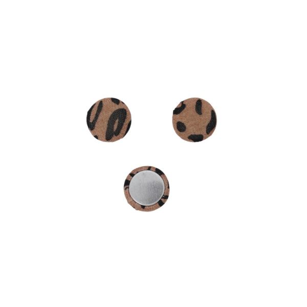 ADHESIVE BEADS - TEXTILE - HEMISPHERE 083 - 15x8mm - LEOPARD PRINT 02 - CORAL (DARK) AND BLACK - PACKAGE 100pcs.