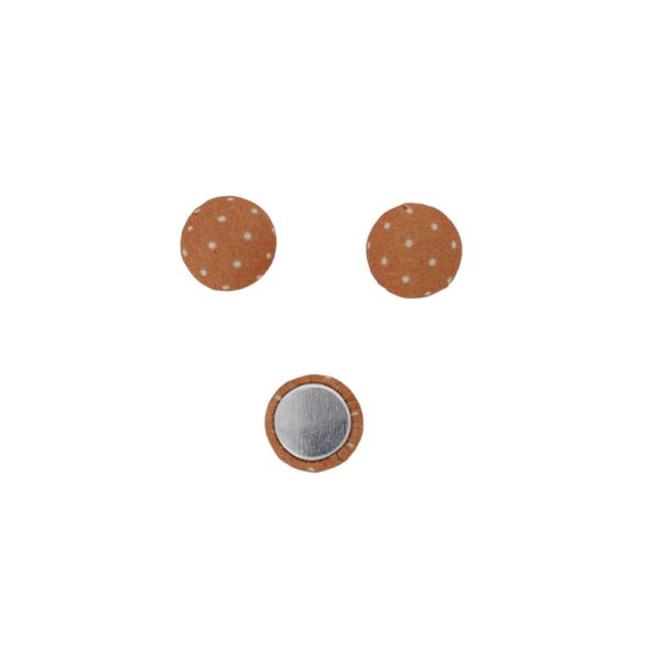 ADHESIVE BEADS - TEXTILE - HEMISPHERE 121 - 15x8mm - DOTS 03 - ORANGE AND ECRU (LIGHT) - 10pcs.