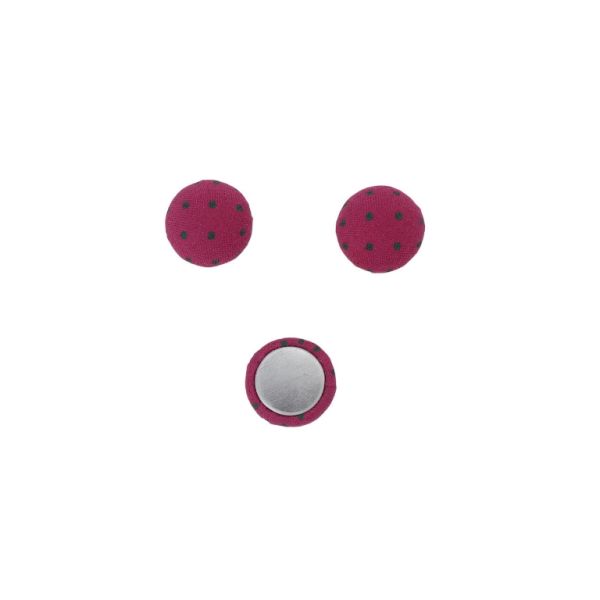 ADHESIVE BEADS - TEXTILE - HEMISPHERE 124 - 15x8mm - DOTS 03 - CYCLAMEN AND GREEN (DARK) - PACKAGE 100pcs.