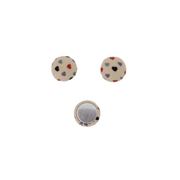 ADHESIVE BEADS - TEXTILE - HEMISPHERE 139 - 15x8mm - HEARTS 02 - BEIGE (LIGHT) AND MIX - PACKAGE 100pcs.