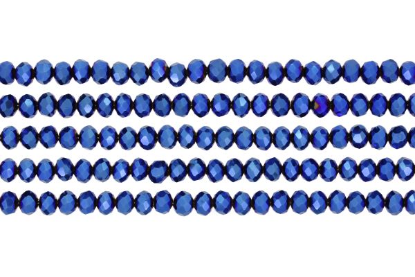 GLASS BEADS - FACETED RONDELLE CRYSTALS - 6x5mm - METALLIC - BLUE 117 - PACKAGE (5x88pcs.) Hole-1.2mm