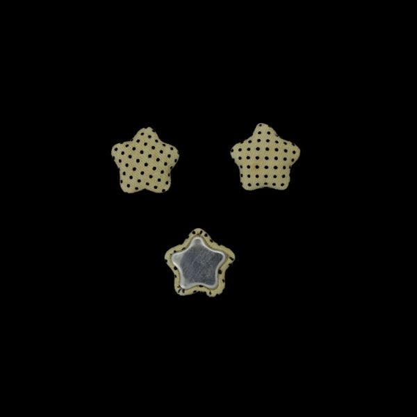 МЪНИСТА ЛЕПЯЩИ - ТЕКСТИЛНИ - ЗВЕЗДА 321 17х17х6мм - ТОЧКИ 01 - ЕКРЮ И ЧЕРНО - ПАКЕТ 100 бр.