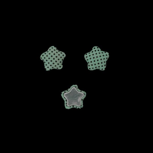 МЪНИСТА ЛЕПЯЩИ - ТЕКСТИЛНИ - ЗВЕЗДА 322 17х17х6мм - ТОЧКИ 01 - МЕНТА СВ. И ЧЕРНО - 10 бр.