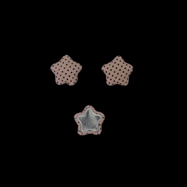 МЪНИСТА ЛЕПЯЩИ - ТЕКСТИЛНИ - ЗВЕЗДА 323 17х17х6мм - ТОЧКИ 01 - РОЗОВО СВ. И ЧЕРНО - 10 бр.