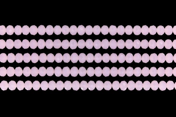 GLASS BEADS - FACETED RONDELLE CRYSTALS - 6x5mm - MILKY - PINK 047 - PACKAGE (5x88pcs.) Hole-1.2mm