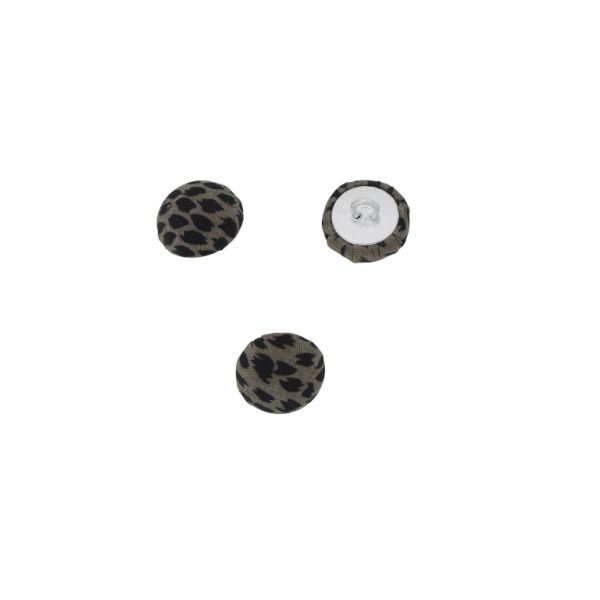 ADHESIVE BEADS - TEXTILE - BUTTON 327 15x8mm - LEOPARD PRINT 01 - BROWN (DARK) AND BLACK - 10pcs.