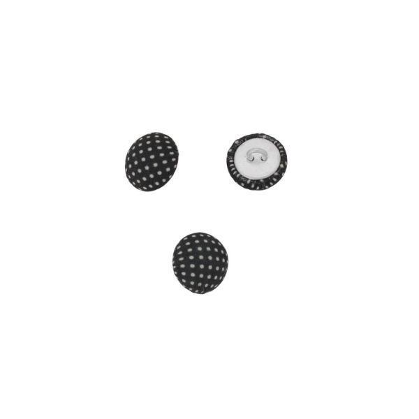 ADHESIVE BEADS - TEXTILE - BUTTON 329 15x8mm - DOTS 01 - BLACK AND WHITE - 10pcs.