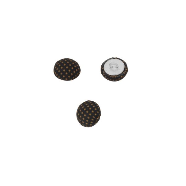 ADHESIVE BEADS - TEXTILE - BUTTON 331 15x8mm - DOTS 01 - BLACK AND ORANGE - PACKAGE 100pcs.