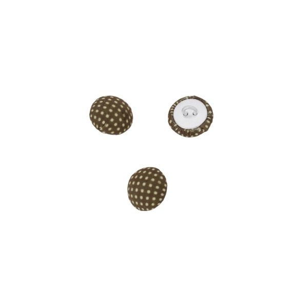 ADHESIVE BEADS - TEXTILE - BUTTON 332 15x8mm - DOTS 01 - BROWN (DARK) AND YELLOW - PACKAGE 100pcs.