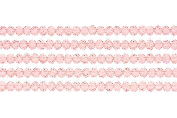 GLASS BEADS - FACETED RONDELLE CRYSTALS - 6x5mm - TRANSPARENT - PINK 031 - STRING (88pcs.) Hole-1.2mm