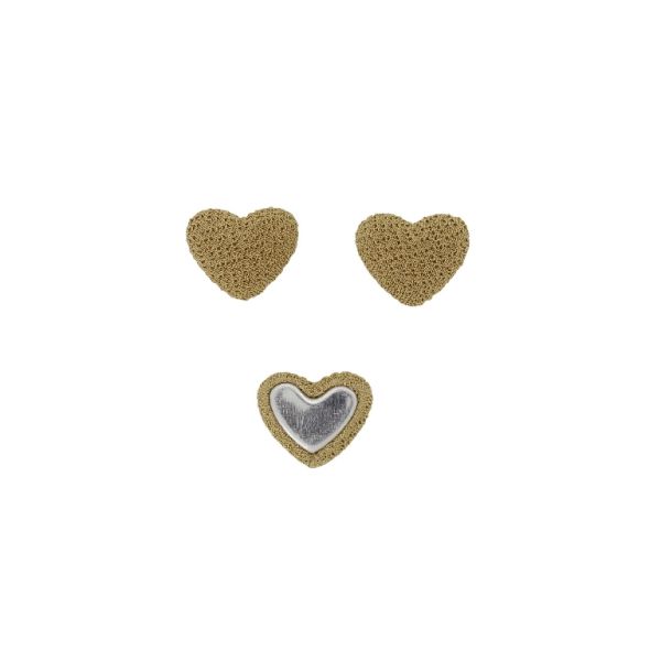 ADHESIVE BEADS - TEXTILE - HEART 169 - 14x17x6mm - GEORGETTE 03 - BEIGE (DARK) - PACKAGE 100pcs.