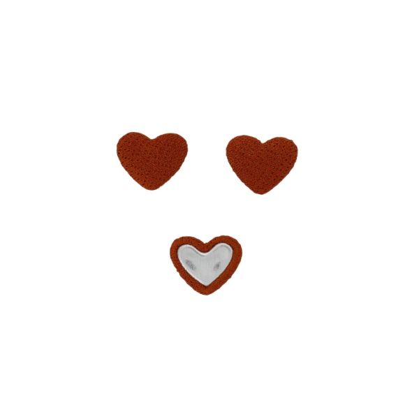 ADHESIVE BEADS - TEXTILE - HEART 170 - 14x17x6mm - GEORGETTE 03 - ORANGE (DARK) - PACKAGE 100pcs.