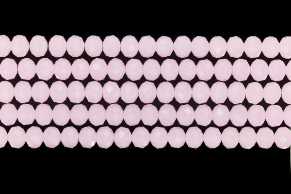 GLASS BEADS - FACETED RONDELLE CRYSTALS - 8x6mm - MILKY - PINK 047 - STRING (66pcs.) Hole-1.5mm