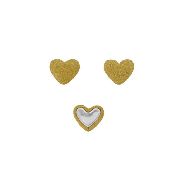 ADHESIVE BEADS - TEXTILE - HEART 182 - 14x17x6mm - GEORGETTE 01 - YELLOW - 10pcs.