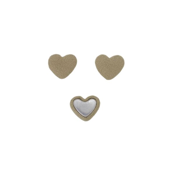 ADHESIVE BEADS - TEXTILE - HEART 194 - 14x17x6mm - GEORGETTE 01 - BEIGE - PACKAGE 100pcs.
