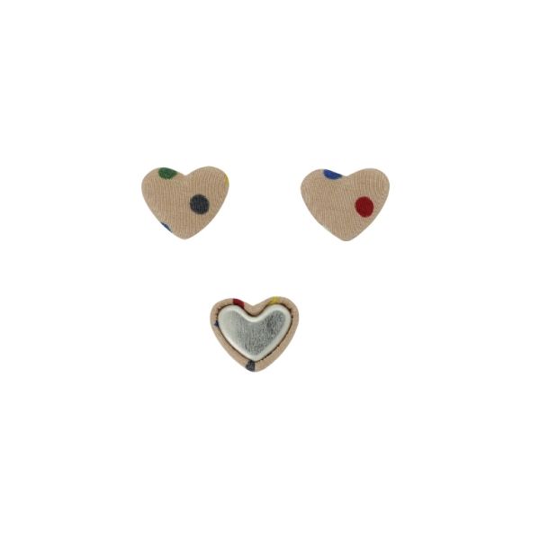 ADHESIVE BEADS - TEXTILE - HEART 221 - 14x17x6mm - DOTS 06 - ROSE DUST (LIGHT) AND MIX - 10pcs.
