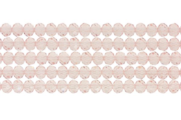 GLASS BEADS - FACETED RONDELLE CRYSTALS - 8x6mm - TRANSPARENT - PINK (LIGHT) 030 - PACKAGE (5x66pcs.) Hole-1.5mm