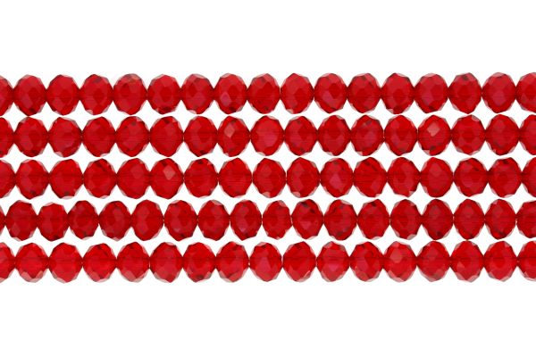GLASS BEADS - FACETED RONDELLE CRYSTALS - 8x6mm - TRANSPARENT - RED 034 - STRING (66pcs.) Hole-1.5mm