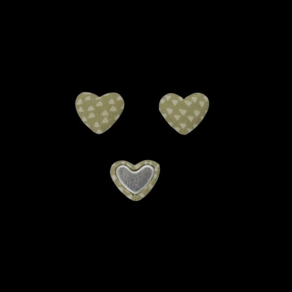 ADHESIVE BEADS - TEXTILE - HEART 239 - 14x17x6mm - TRIANGLES 01 - CHAMPAGNE (DARK) AND ECRU - 10pcs.