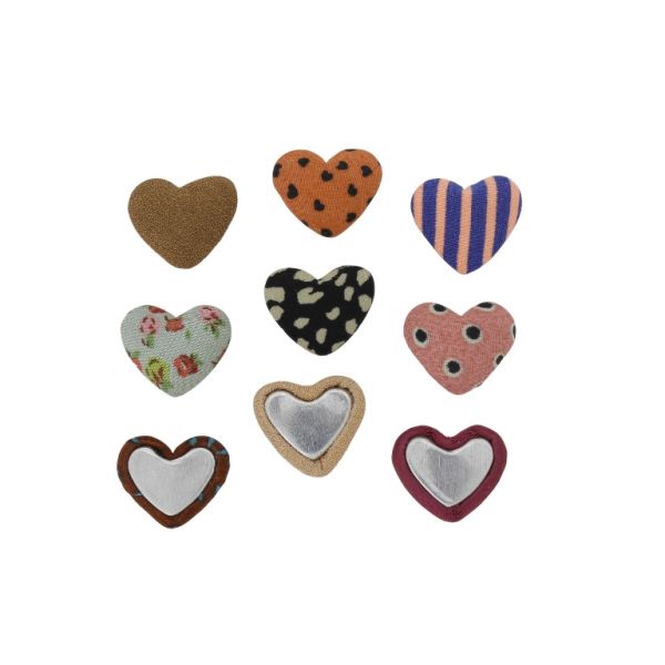 ADHESIVE BEADS - TEXTILE - HEART 273 - 14x17x6mm - MIX - 10pcs.