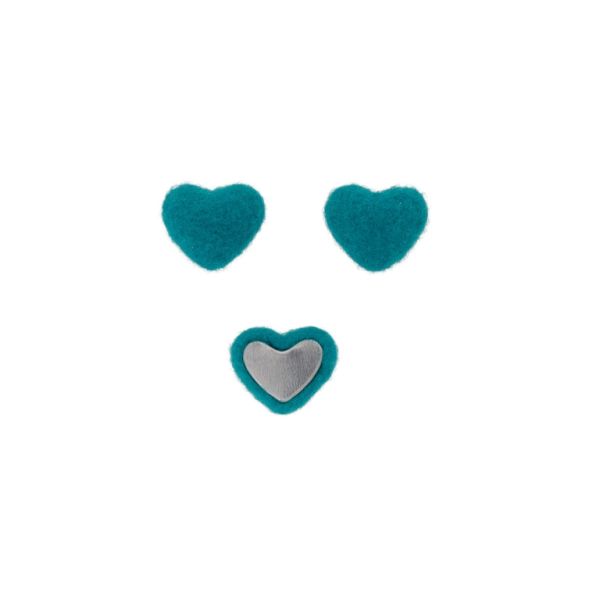 ADHESIVE BEADS - TEXTILE - HEART 275 18x15x6mm - POLAR 01 - TURQUOISE (DARK) - PACKAGE 100pcs.