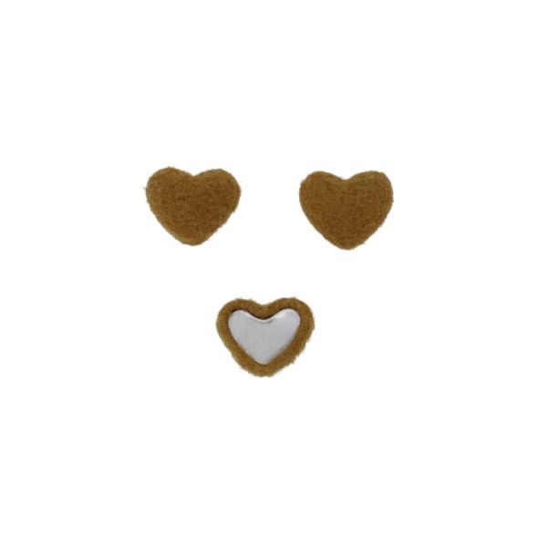 ADHESIVE BEADS - TEXTILE - HEART 279 18x15x6mm - POLAR 01 - BROWN (LIGHT) - PACKAGE 100pcs.