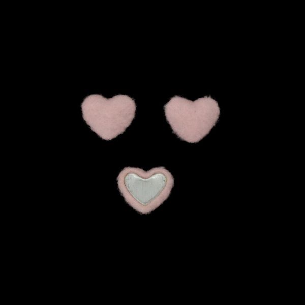 ADHESIVE BEADS - TEXTILE - HEART 280 18x15x6mm - POLAR 01 - PINK (LIGHT) - 10pcs.