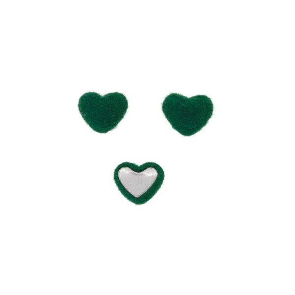 ADHESIVE BEADS - TEXTILE - HEART 281 18x15x6mm - POLAR 01 - GREEN (DARK) - 10pcs.