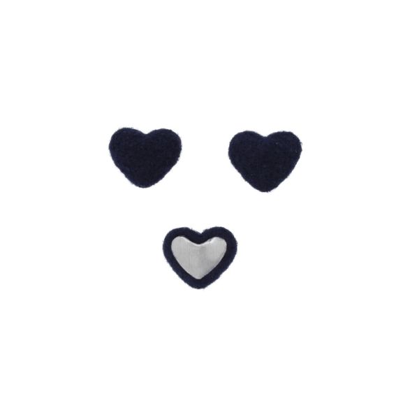 ADHESIVE BEADS - TEXTILE - HEART 283 18x15x6mm - POLAR 01 - BLUE (DARK) - PACKAGE 100pcs.