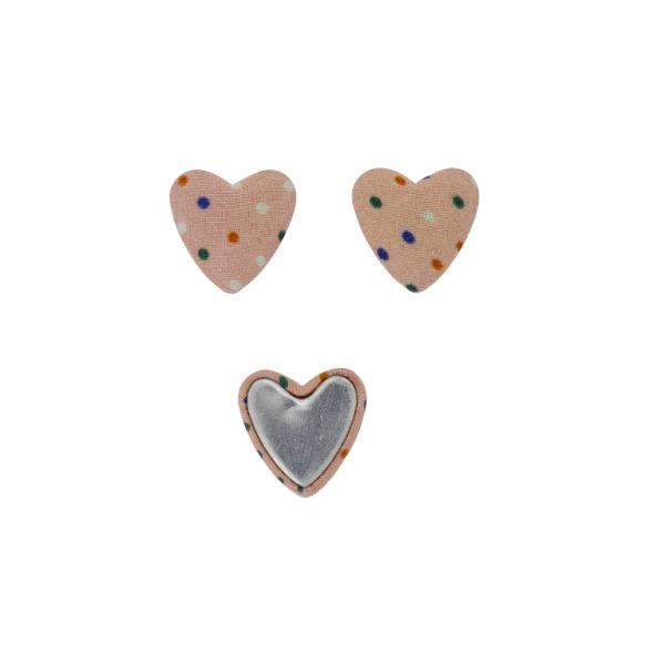 ADHESIVE BEADS - TEXTILE - HEART 286 20x20x5mm - DOTS 04 - ROSE DUST AND MIX - 10pcs.