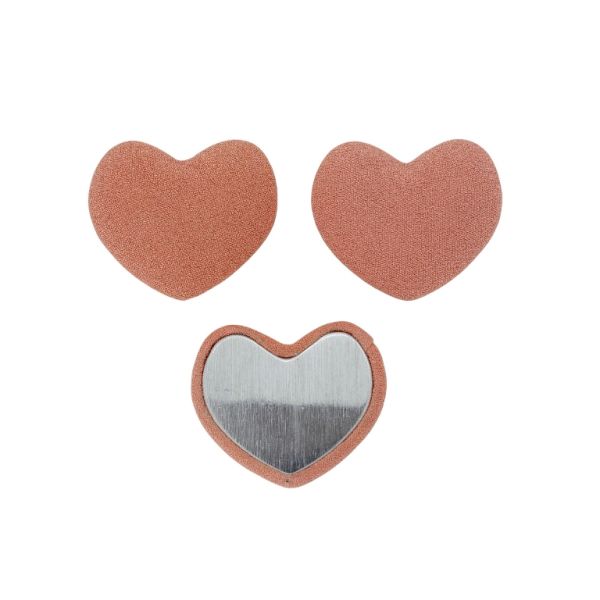 ADHESIVE BEADS - TEXTILE - HEART 288 28x33x8mm - GEORGETTE 01 - CORAL - PACKAGE 25pcs.