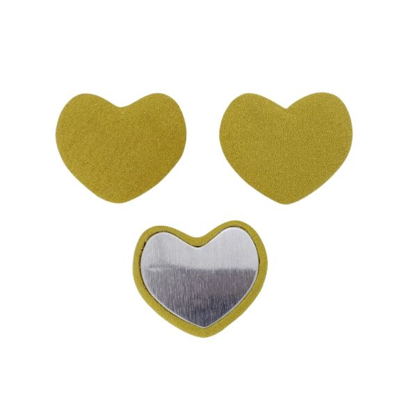 ADHESIVE BEADS - TEXTILE - HEART 290 28x33x8mm - GEORGETTE 01 - YELLOW (DARK) - 5pcs.