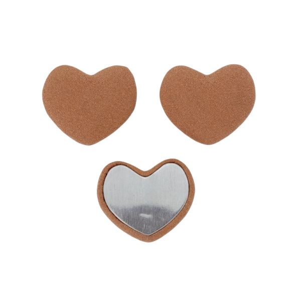 ADHESIVE BEADS - TEXTILE - HEART 291 28x33x8mm - GEORGETTE 01 - CORAL (DARK) - 5pcs.