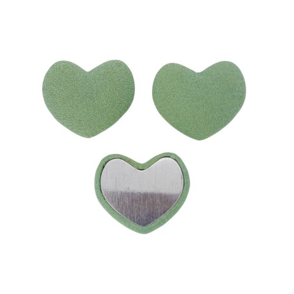 ADHESIVE BEADS - TEXTILE - HEART 292 28x33x8mm - GEORGETTE 01 - MINT (DARK) - 5pcs.