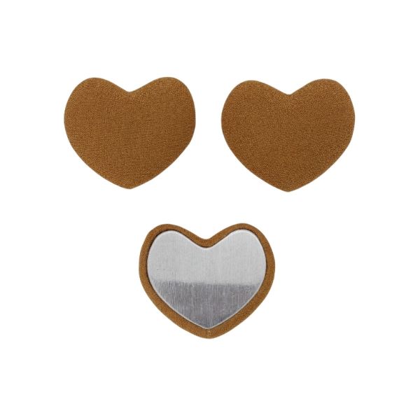 ADHESIVE BEADS - TEXTILE - HEART 293 28x33x8mm - GEORGETTE 01 - BROWN - 5pcs.