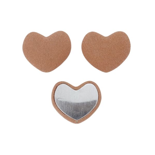 ADHESIVE BEADS - TEXTILE - HEART 294 28x33x8mm - GEORGETTE 01 - ROSE DUST - PACKAGE 25pcs.