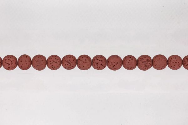 NATURAL STONE BEADS - LAVA STONE RED - 10mm - STRING (38pcs.) Hole-1.8mm
