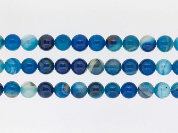 NATURAL STONE BEADS - AGATE BLUE - 10mm - PACKAGE (3x38pcs.) Hole-1.8mm
