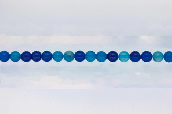 NATURAL STONE BEADS - AGATE BLUE - 8mm - STRING (48pcs.) Hole-1.6mm