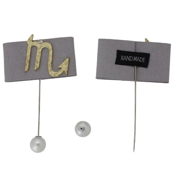 БИЖУТЕРИЯ - БРОШКА HANDMADE - МЕТАЛ И ПЕРЛИ - ИГЛА СКОРПИОН В280 - 5.6х9.3см НИКЕЛ-ЗЛАТИСТО-СИВО - ПАКЕТ 6 бр.