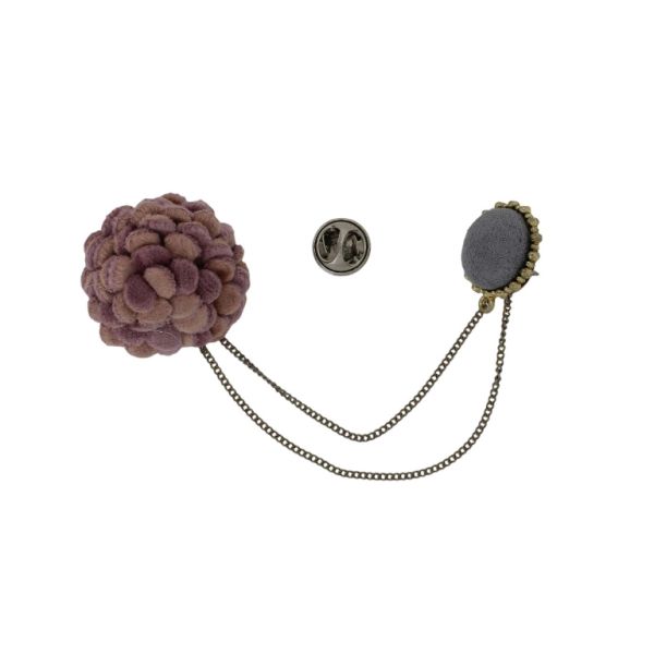 JEWELRY - BROOCH HANDMADE - METAL AND TEXTILE - FLOWER В254 - 3.3x3.3cm NICKEL-GOLD-ROSE DUST - 1pc.