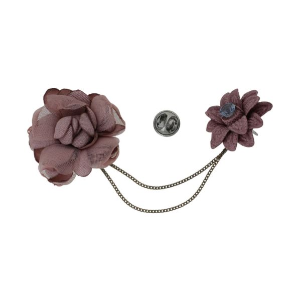 JEWELRY - BROOCH HANDMADE - METAL AND TEXTILE - FLOWERS В291 - 4.0x4.0cm NICKEL-GOLD-ROSE DUST - 1pc.