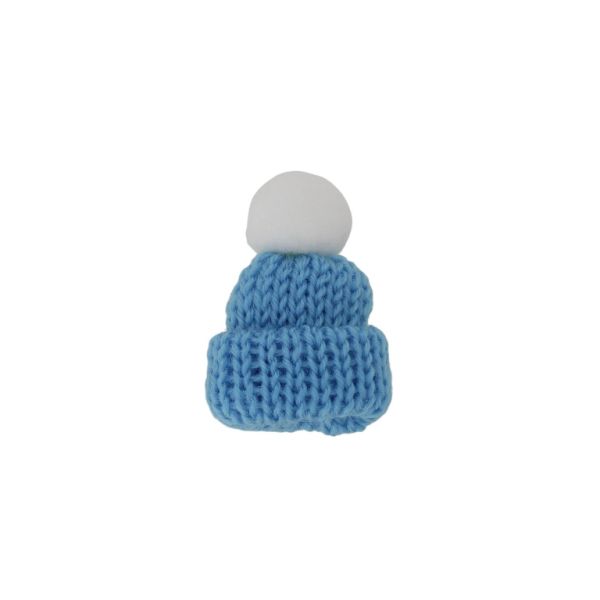 БИЖУТЕРИЯ - БРОШКА HANDMADE - МЕТАЛ И ТЕКСТИЛ - ШАПКА В294 - 3.6х5.2см НИКЕЛ-СИНЬО-БЯЛО - ПАКЕТ 6 бр.