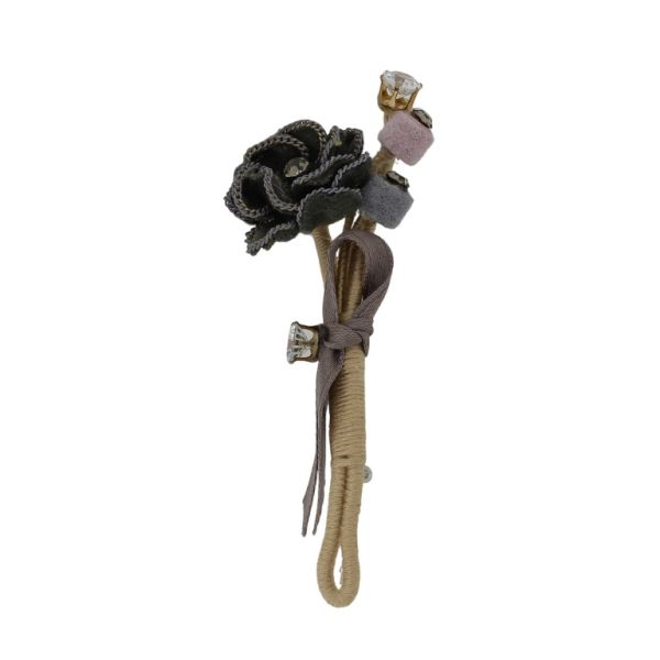 JEWELRY - BROOCH HANDMADE - ZIRCON - ROSES В247 - 5.1x9.4cm NICKEL-BROWN (LIGHT)-BEIGE - 1pc.