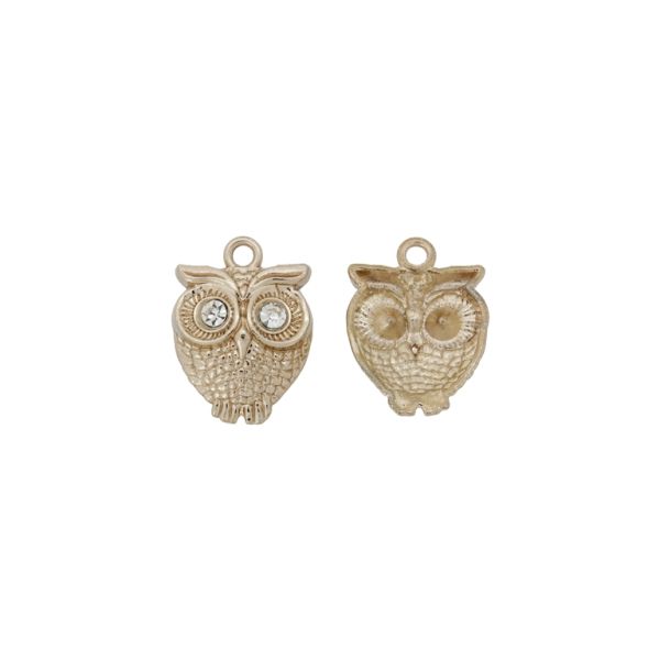 МЕТАЛНИ МЪНИСТА С КРИСТАЛИ - ВИСУЛКА - БУХАЛ 02 - 18х24х4мм ЗЛАТИСТО-БЯЛО - 3 бр. Отвор-2.4мм